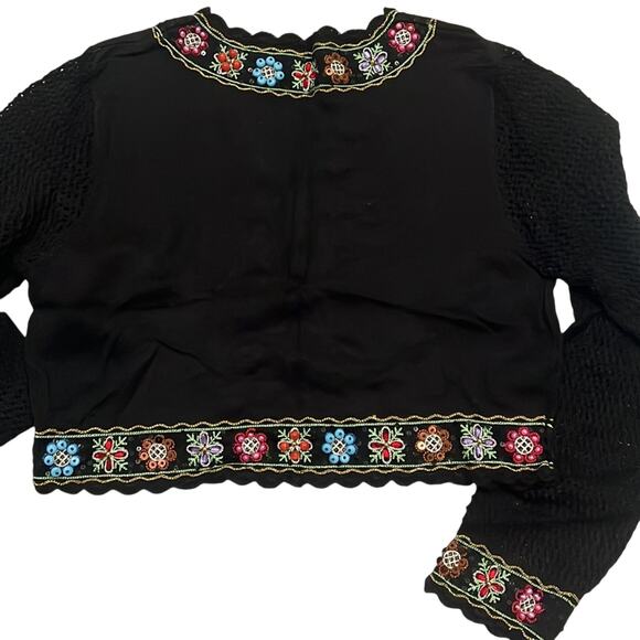 Berek Vintage Knit Floral Beaded Bolero Cardigan Cropped Women’s Large Black - Picture 9 of 16